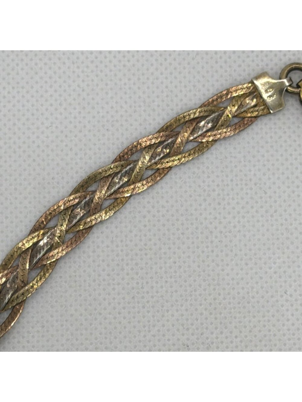 VTG Milor Italy 925 Sterling Silver Tri Color Braided Herringbone Bracelet 7" - Picture 8 of 14